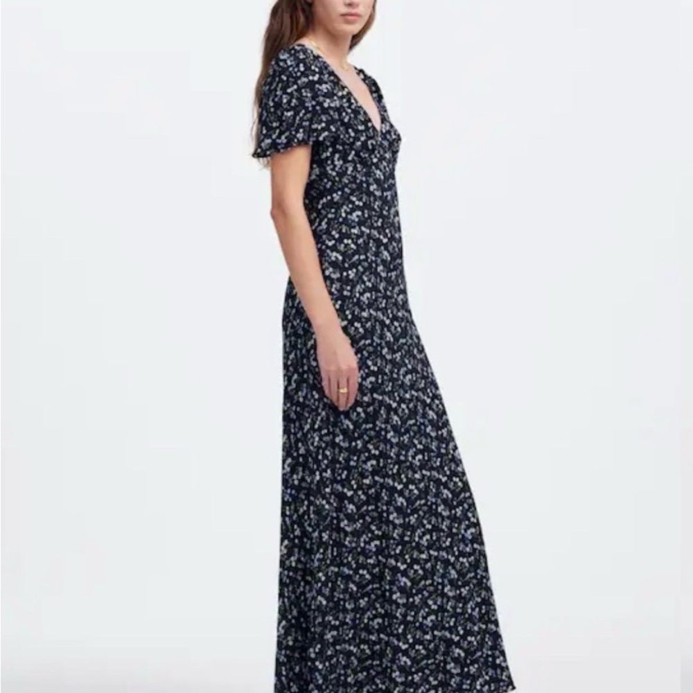 Madewell Navy Floral Maxi Dress
